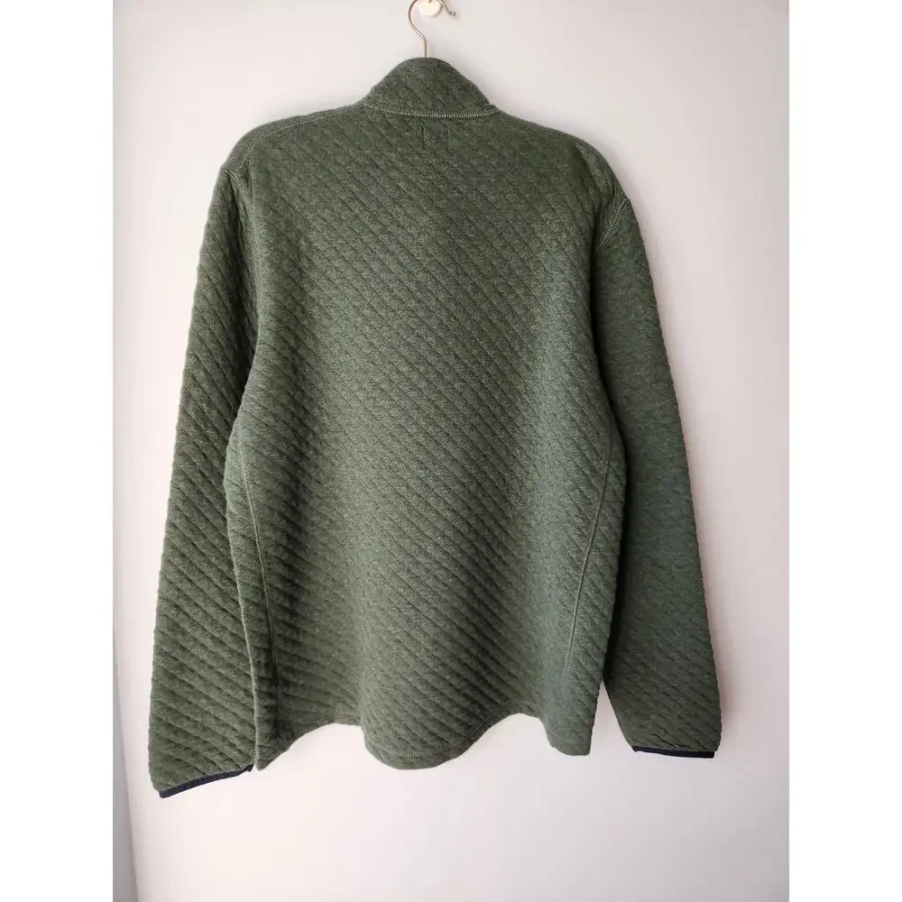 NWT J. Crew Men's Quilted Quarter-Zip Heather Garland Green L